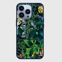 Чехол для iPhone 13 Pro Цветы Темный Сад, цвет: 3D-тёмно-синий