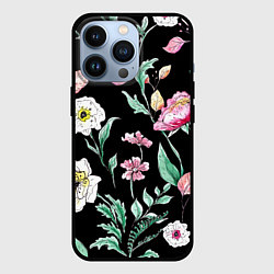 Чехол для iPhone 13 Pro Цветы Нарисованные от Руки, цвет: 3D-черный