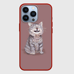 Чехол для iPhone 13 Pro Недовольный котик Disgruntled cat, цвет: 3D-красный