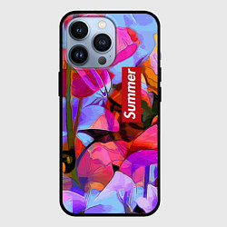 Чехол для iPhone 13 Pro Красочный летний цветочный паттерн Summer color pa, цвет: 3D-черный