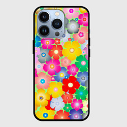 Чехол для iPhone 13 Pro Цветочки фон, цвет: 3D-черный