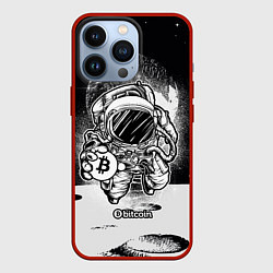Чехол для iPhone 13 Pro Космонавт с биткоином, цвет: 3D-красный
