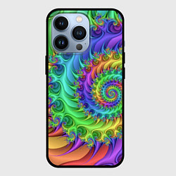 Чехол для iPhone 13 Pro Красочная фрактальная спираль Узор Colorful fracta, цвет: 3D-черный