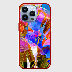 Чехол для iPhone 13 Pro Красочный цветочный паттерн Лето Colorful floral p, цвет: 3D-красный