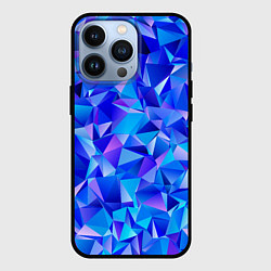 Чехол для iPhone 13 Pro СИНЕ-ГОЛУБЫЕ полигональные кристаллы, цвет: 3D-черный