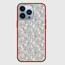 Чехол для iPhone 13 Pro Белые объемные узоры, цвет: 3D-красный