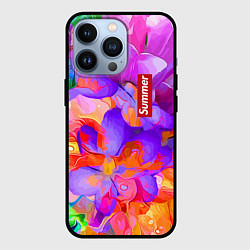 Чехол для iPhone 13 Pro Красочный цветочный паттерн Лето Colorful Floral P, цвет: 3D-черный