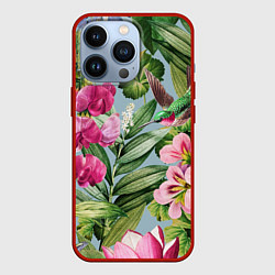 Чехол для iPhone 13 Pro Цветы Эдема, цвет: 3D-красный