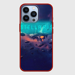 Чехол для iPhone 13 Pro Stellaris космический корабль на фоне астероидов, цвет: 3D-красный