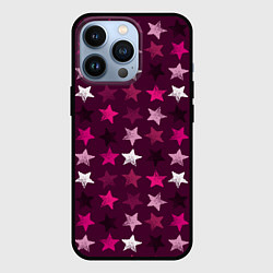 Чехол для iPhone 13 Pro Бордовые звезды, цвет: 3D-черный