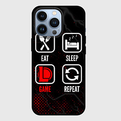 Чехол для iPhone 13 Pro Eat, Sleep, League of Legends, Repeat, цвет: 3D-черный