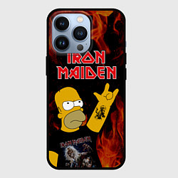 Чехол для iPhone 13 Pro Iron Maiden Гомер Симпсон Рокер, цвет: 3D-черный