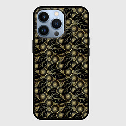 Чехол для iPhone 13 Pro Позолоченные узоры, цвет: 3D-черный