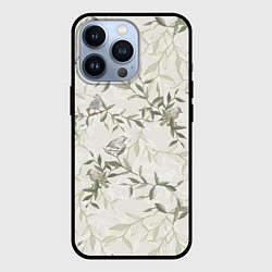 Чехол для iPhone 13 Pro Птицы На Ветках С Листьями, цвет: 3D-черный