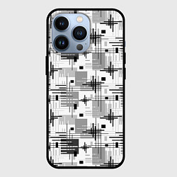 Чехол для iPhone 13 Pro Черно белый ретро геометрический узор, цвет: 3D-черный