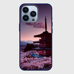 Чехол для iPhone 13 Pro Цветение сакуры в Японии, цвет: 3D-тёмно-синий