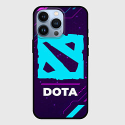 Чехол для iPhone 13 Pro Символ Dota в неоновых цветах на темном фоне, цвет: 3D-черный