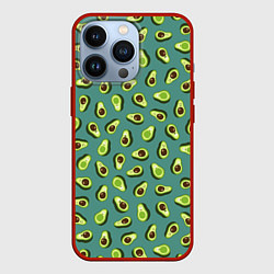 Чехол для iPhone 13 Pro Веселый авокадо, цвет: 3D-красный