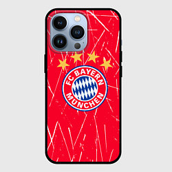 Чехол для iPhone 13 Pro Bayern munchen белые царапины на красном фоне, цвет: 3D-черный