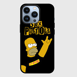 Чехол для iPhone 13 Pro Sex Pistols Гомер Симпсон рокер, цвет: 3D-черный