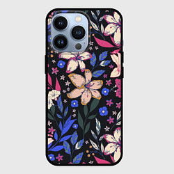 Чехол для iPhone 13 Pro Цветы Красочные Лилии В Саду, цвет: 3D-черный