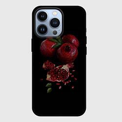 Чехол для iPhone 13 Pro Сочные гранаты на черном фоне, цвет: 3D-черный