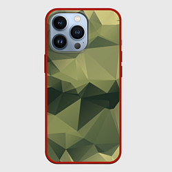 Чехол для iPhone 13 Pro 3д полигоны - камуфляж, цвет: 3D-красный