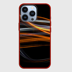 Чехол для iPhone 13 Pro Волнообразные линии неона - Оранжевый, цвет: 3D-красный
