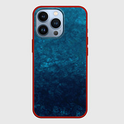 Чехол для iPhone 13 Pro Синий абстрактный мраморный узор, цвет: 3D-красный