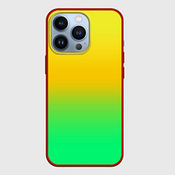 Чехол для iPhone 13 Pro Неоновый градиентный желто-зеленый фон, цвет: 3D-красный