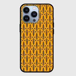 Чехол для iPhone 13 Pro Черно-желтый современный узор Листья, цвет: 3D-черный