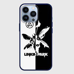 Чехол для iPhone 13 Pro Linkin Park логотип черно-белый, цвет: 3D-тёмно-синий