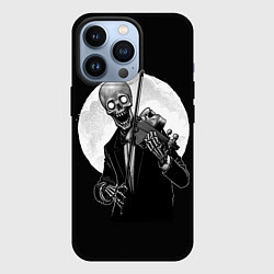 Чехол для iPhone 13 Pro Скелет скрипач под полной луной, цвет: 3D-черный