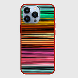 Чехол для iPhone 13 Pro Multicolored thin stripes Разноцветные полосы, цвет: 3D-красный