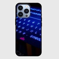 Чехол для iPhone 13 Pro Неоновая клавиатура - Синий, цвет: 3D-черный