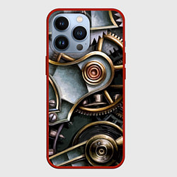 Чехол для iPhone 13 Pro Механизм из шестерёнок в стиле Стимпанк, цвет: 3D-красный