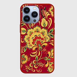 Чехол для iPhone 13 Pro Хохломская Роспись Цветы На красном Фоне, цвет: 3D-красный