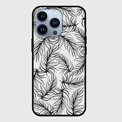 Чехол для iPhone 13 Pro Чёрные Перья, цвет: 3D-черный