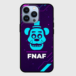 Чехол для iPhone 13 Pro Символ FNAF в неоновых цветах на темном фоне, цвет: 3D-черный