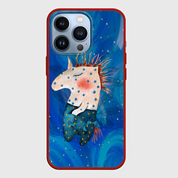 Чехол для iPhone 13 Pro Конь в звездочках, цвет: 3D-красный
