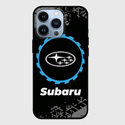 Чехол для iPhone 13 Pro Subaru в стиле Top Gear со следами шин на фоне, цвет: 3D-черный