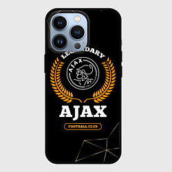 Чехол для iPhone 13 Pro Лого Ajax и надпись Legendary Football Club на тем, цвет: 3D-черный