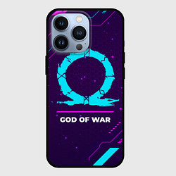 Чехол для iPhone 13 Pro Символ God of War в неоновых цветах на темном фоне, цвет: 3D-черный