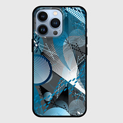 Чехол для iPhone 13 Pro Абстрактный серо-синий принт, цвет: 3D-черный