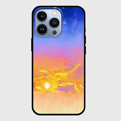 Чехол для iPhone 13 Pro Закатное небо и звезды, цвет: 3D-черный