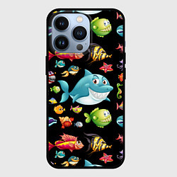 Чехол для iPhone 13 Pro Прикольная акула и другие жители океана, цвет: 3D-черный