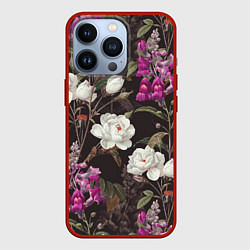 Чехол для iPhone 13 Pro Цветы Ночные Розы, цвет: 3D-красный