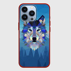 Чехол для iPhone 13 Pro Лоу Поли Волк Арт, цвет: 3D-красный
