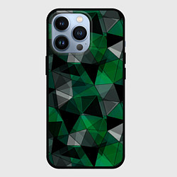 Чехол для iPhone 13 Pro Зеленый, серый и черный геометрический, цвет: 3D-черный