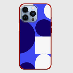 Чехол для iPhone 13 Pro Абстрактный набор геометрических фигур - Синий фон, цвет: 3D-красный